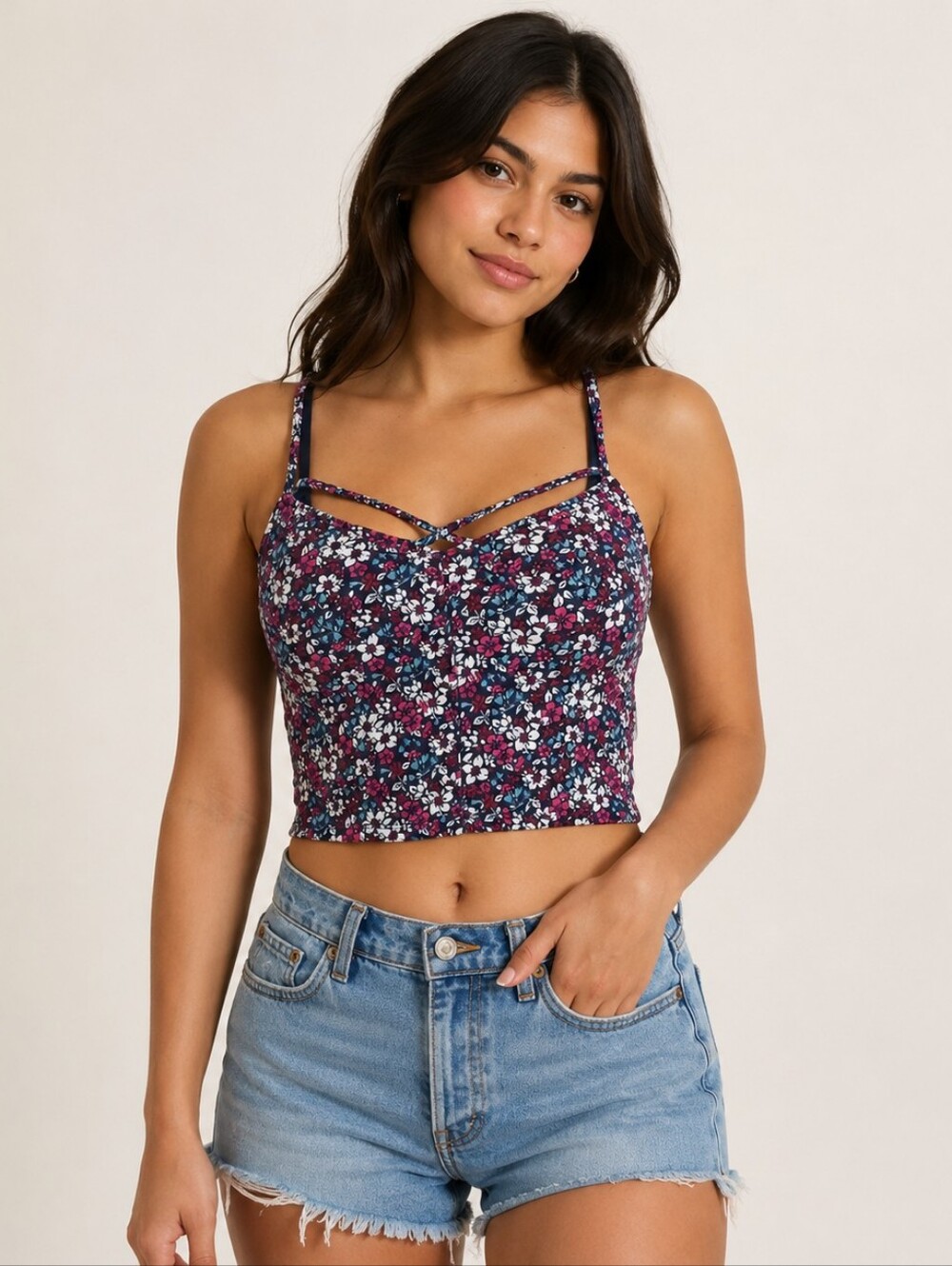 Hollister Strappy Floral Crop Top